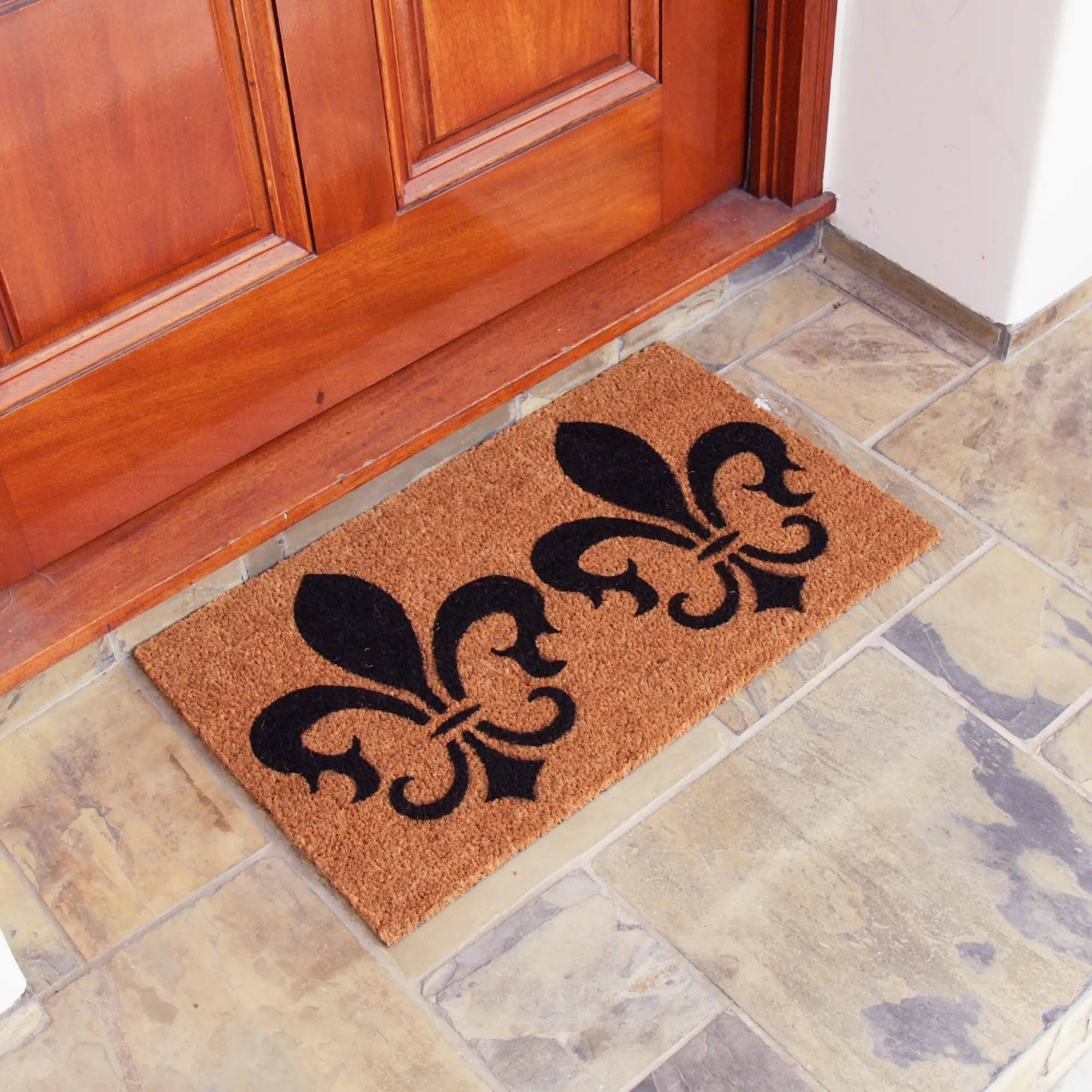 RubberCal "Fleur de Lis Flower" Doormat Kit 18" x 30" 2 Door Mats